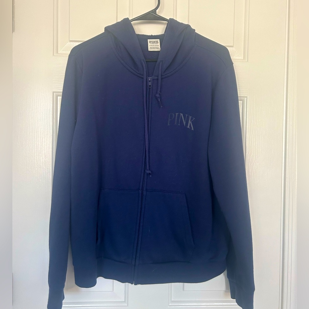 PINK Hooded Zip-up Sweatshirt Size XL